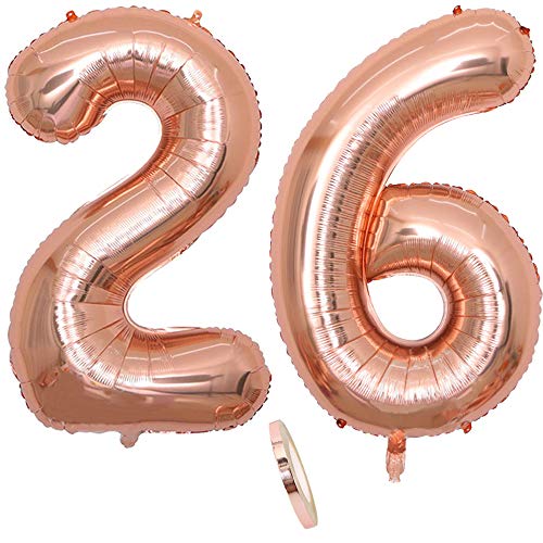 Comprar 2 Globos Número 26 Años Number 26 Globo Chica oro rosa 40"Figuras globos con globo Regalos lámina helio inflable Globo gigante para la decoración la fiesta cumpleaños Prom (xxxl 100cm) Top Precio 2025 | regaloscumple.com
