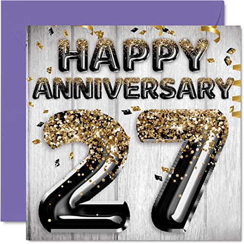 Consigue ahora Impresionante tarjeta 27 aniversario para marido novio esposa novia globo negro con purpurina dorada tarjetas feliz 27 aniversario la familia tarjetas felicitación Ideas para regalar 145 mm x 145 Ofertas 2024 | regaloscumple.com