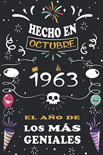Comprar Hecho En Octubre 1963 El Año De Navidad Los Más Geniales: 57 años. Libro visitas cuaderno 110 páginas felicitaciones idea regalo regalo aniversario para pareja niño mujer hombre Ofertas 2024 | regaloscumple.com