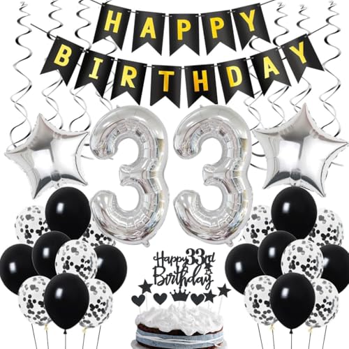 Consigue ahora Decoración 33 cumpleaños Deco cumpleaños 33 Promoción años hombres Deco 33 cumpleaños hombre Deco 33 globos negro y plata Deco fiesta 33 cumpleaños con globos Deco 33 cumpleaños Top Precio 2023 | regaloscumple.com