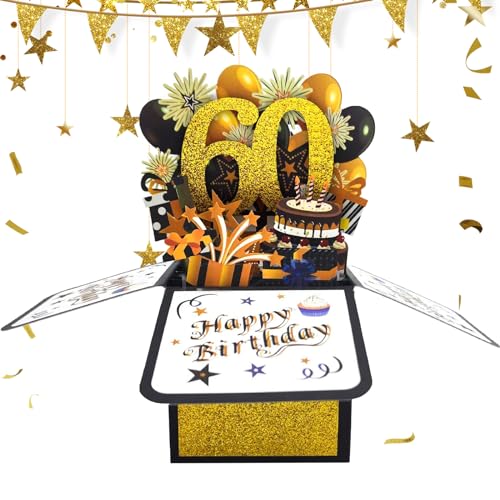 Consigue ahora BlackFriday Tarjeta Cumpleaños 3D Tarjeta Cumpleaños Número 60 Tarjeta Cumpleaños Emergente Tarjeta Felicitación Dorada con Pastel Globo Tarjeta Feliz Cumpleaños con Sobre Cumpleaños Ofertas 2024 | regaloscumple.com