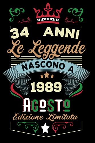 Comprar Le leggende Ideas para regalar nascono a Agosto 1989: Taccuino - Diario| Regalo di compleanno Agosto 34 per uomini donne ragazze ragazzi Compleanno 1989 Personalizzato Ofertas 2025 | regaloscumple.com