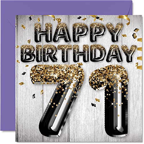 Consigue ahora Tarjeta cumpleaños número 71 para hombres globos negros Ideas para regalar y dorados con purpurina tarjetas feliz cumpleaños para hombre 71 años papá bisabuelo abuelo abuelo 145 mm x 145 mm setenta y un Top Precio 2025 | regaloscumple.com