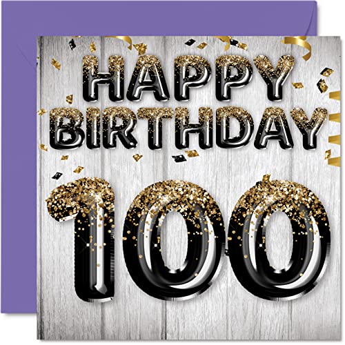 Consigue ahora Tarjeta cumpleaños número 100 para hombres globos con purpurina negra y dorada tarjetas feliz cumpleaños para hombre 100 años papá gran abuelo abuelo abuelo Cumpleaños abuelo 145 mm x 145 mm Ofertas 2023 | regaloscumple.com