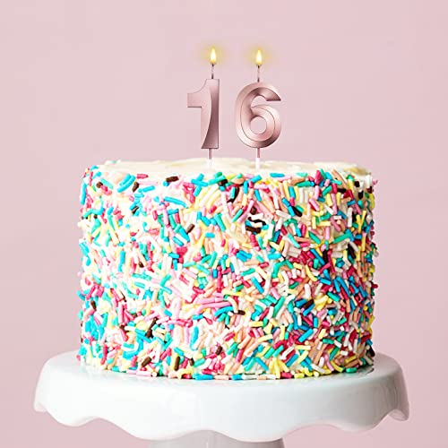 Ofertas Vela del 16 Aniversario  Velas   Cumpleaños   Oro Rosa  Velas   Cumpleaños   Número 16 Vela en Forma Adecuado para Cumpleaños  Aniversarios  Bodas y Fiestas