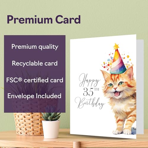 Oferta Flash Cumpleaños 35 y fiestas, gatitos, feliz mujer años, hermana, hija, tía, primo,