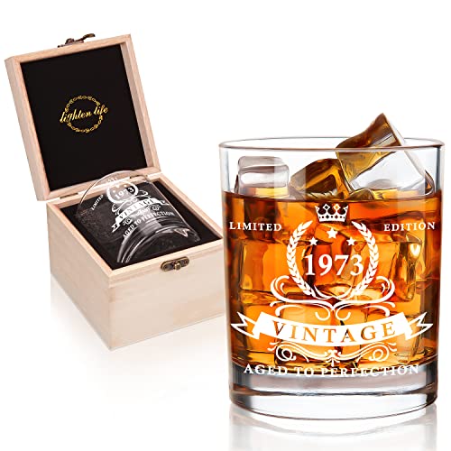 Comprar LIGHTEN LIFE Regalos 50 cumpleaños para hombres 12 onzas vaso whisky 1973 en caja madera valorizada vaso whisky para papá 50 años marido Ideas para regalar amigo decoraciones 50 cumpleaños para hombres Rebajas 2023 | regaloscumple.com