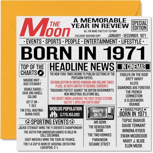 Oferta Tarjetas número hombres mujeres, nacido 1971, feliz 53 papá, tía, retro, In 145 x mm, y