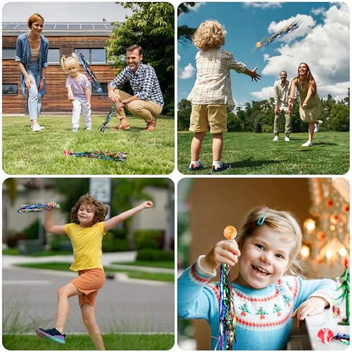 Comprar en Amazon Paquete de 20 pelotas saltarinas para niños con cola colorida, ideales como regalos cumpleaños y perfectas juegos fiesta.