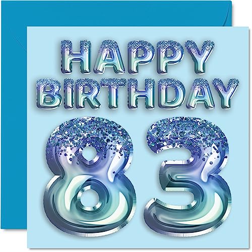 Comprar Ideas para regalar Tarjeta cumpleaños número 83 para hombres globo fiesta con purpurina azul tarjetas feliz cumpleaños para hombre 83 años gran abuelo abuelo papá abuelo abuelo 145 mm x 145 mm Ofertas 2025 | regaloscumple.com