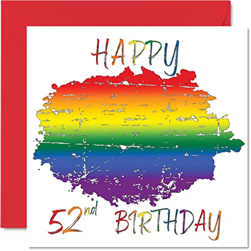 Consigue ahora Tarjetas cumpleaños 52 LGBT para pareja feliz 52 cumpleaños tarjeta cumpleaños LGBT cincuenta segundos para pareja Ideas para regalar novia novio 145 mm x 145 mm tarjetas felicitación orgullo gay Rebajas 2025 | regaloscumple.com