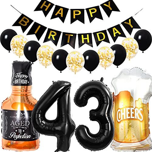 Consigue ahora Conruich Decoración Cumpleaños 43 años Hombre Mujer Globo Foil Whisky Cerveza Vaso Globo Vino Catálogo Botella Cerveza Deco Gigante Número 43 Fiesta Cumpleaños Kit para 43 años Mujer Top Precio 2025 | regaloscumple.com