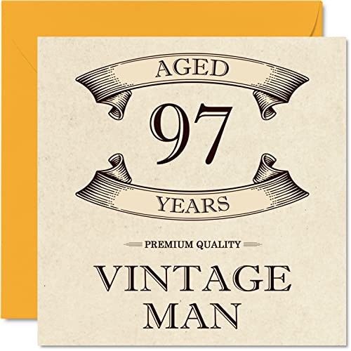 Consigue ahora Tarjetas cumpleaños vintage 97 años para hombres 97 años divertida tarjeta cumpleaños para abuelo papá marido tío Promoción hermano abuelo 145 mm x 145 mm tarjeta felicitación 97 Rebajas 2024 | regaloscumple.com