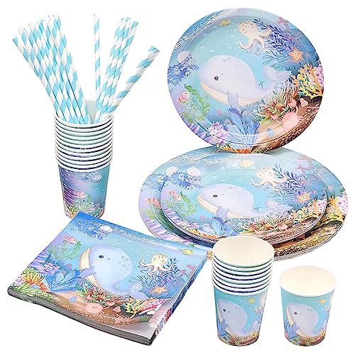Comprar Juego vajilla fiesta Navidad juego vajilla 80 piezas papel diseño ballena azul 10 platos postre 20 tazas 20 pajitas y 20 servilletas para fiestas cumpleaños bodas aniversarios Rebajas 2023 | regaloscumple.com