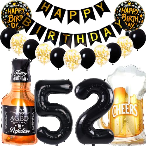 Consigue ahora Dalettu Globo Regalos 52 cumpleaños para mujer decoración cumpleaños 52 años para hombre y mujer globo papel aluminio para whisky vaso cerveza helio globo botella vino decoración Top Precio 2023 | regaloscumple.com