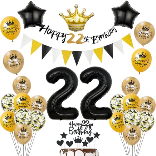 Consigue ahora Globo 22 cumpleaños decoración hombre mujer negro/oro Ideas para regalar Deco cumpleaños 22 años hombre 22 cumpleaños deco Globo 22 cumpleaños hombre mujer Happy 22th birthday bandera deco 22 cumpleaños hombre Ofertas 2024 | regaloscumple.com