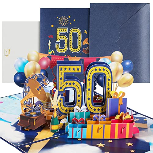Consigue ahora Tarjeta Vumpleaños 50 años Pop-up 3D Tarjeta Felicitacion Cumpleaños postal cumpleaños con Sobre para Cumpleaño como Regalos Cumpleaños para Niños Familias Promoción Amigos Rebajas 2024 | regaloscumple.com