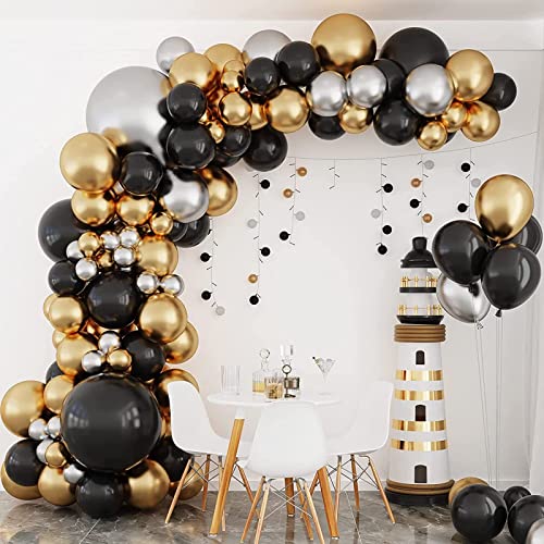 Comprar Kit Arco Globos Negro y Dorado - 134pcs Kit Catálogo Guirnalda Globos Negro Dorado y Plateado Arco Globos para Fiesta Cumpleaños Hombres Boda Aniversario Graduación Año Nuevo Ofertas 2024 | regaloscumple.com
