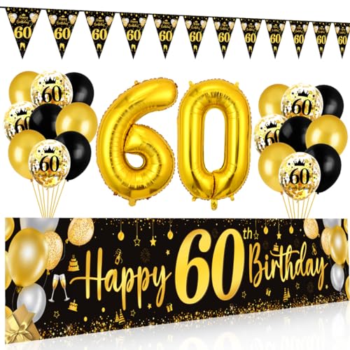 Consigue ahora Decoracion 60 Cumpleaños Catálogo Oro Negro Pancarta 60 cumpleaños Globos 60 Cumpleaños Pancarta Triángulo Happy Bithday Photocall 50 Cumpleaños para Hombre Mujer Fiesta Rebajas 2024 | regaloscumple.com