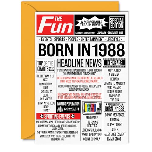 Oferta Tarjetas número mujeres hombres, nacido 1988, feliz cumpleaños hermano, vintage, en tarjetas 5