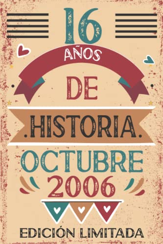 Consigue ahora 16 Años De Historia Octubre 2006: Libro visitas cuaderno 110 páginas felicitaciones idea regalo regalo BlackFriday Para la esposa novia mujer La madre Top Precio 2024 | regaloscumple.com
