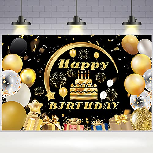 Comprar Jinlaili Decoración Fiesta Cumpleaños Oro Negro 180 * 115 cm Cumpleaños Pancarta Photocall Fondo Fiesta Banner Telón Navidad Fondo Feliz Cumpleaños Decoración Pancarta Cumpleaños Ofertas 2025 | regaloscumple.com