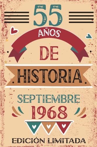 Consigue ahora 55 Años De Historia Septiembre 1968: Libro visitas cuaderno 110 páginas felicitaciones idea regalo regalo Para la esposa novia mujer BlackFriday La madre Rebajas 2024 | regaloscumple.com