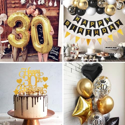 Comprar ahora WINAROI Decoracion 30 Cumpleaños Decoraciones Fiesta Oro Negro 30er Globos cumpleaños Decoraciones   30 Cumpleaños para Hombres y Mujeres Negro Marco De Fotos Photobooth Cumpleaños Accesorios