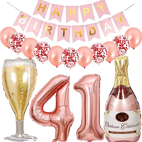 Consigue ahora Dalettu Globo decorativo para el 41 cumpleaños mujer botella vino botella champán color oro rosa decoración helio decoración cumpleaños para 41 años pancarta feliz cumpleaños Regalos Top Precio 2025 | regaloscumple.com