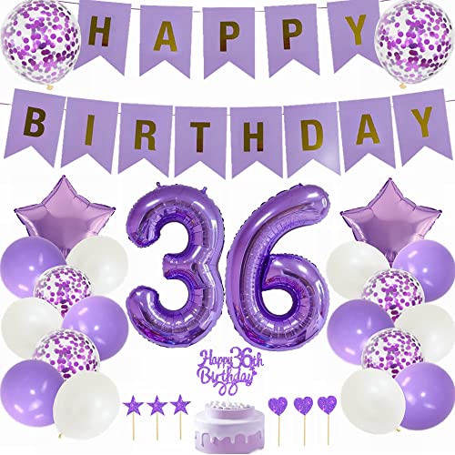 Comprar Yunchu Online Decoración cumpleaños 36 cumpleaños diseño hombre y mujer color lila blanco Catálogo decoración fiesta 36 años decoración 36 cumpleaños hombre y mujer decoración cumpleaños Rebajas 2025 | regaloscumple.com