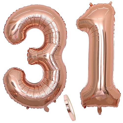 Consigue ahora Globos numeros 31 años Number globo número 31 oro rosa para niña Mujeres Chica 40" Figuras Decor globo lámina helio inflable Promoción gigante grande decoración fiesta cumpleaños boda (xxxl 100cm) Top Precio 2025 | regaloscumple.com