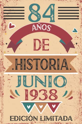Consigue ahora 84 Años De Historia Junio 1938: 84 años. Libro visitas cuaderno 110 páginas felicitaciones Cumpleaños idea regalo regalo Para la esposa novia mujer La madre Ofertas 2024 | regaloscumple.com