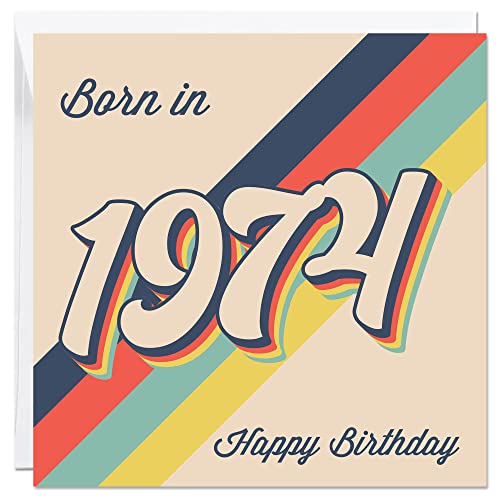 Consigue ahora A&M Natural Living Tarjeta cumpleaños Catálogo número 49 con texto en inglés "Born In 1974-150 mmx150 mm tarjeta feliz cumpleaños para hombres y mujeres esposa divertidas tarjetas felicitación Top Precio 2024 | regaloscumple.com