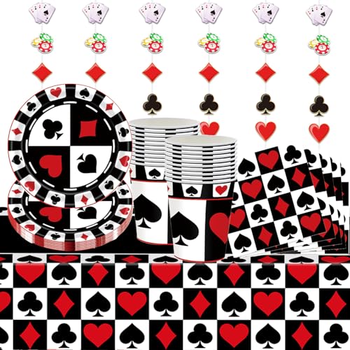 Comprar 67 piezas Poker Decoraciones Cumpleaños - Platos póquer servilletas tazas manteles y Catálogo decoraciones colgantes para 20 invitados Poker Casino Night Party Accesorios Ofertas 2025 | regaloscumple.com