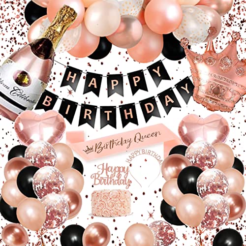 Consigue ahora Globos Cumpleaños SWPEED Decoracion Cumpleaños Oro Rosa y Negro Feliz Decoración Fiesta Cumpleaños Pancarta Happy Birthday Ideas para regalar Guirnalda Globo Confeti Niñas Mujeres 18 21 30 40 50 60 70 Años Ofertas 2023 | regaloscumple.com