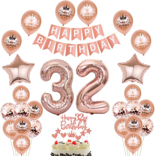 Consigue ahora Oro rosa globo 32 cumpleaños deco mujer Oro rosa foil globo 32 años decoración cumpleaños Feliz 32 cumpleaños guirnalda Happy 32th Birthday deco mujer Oro rosa Navidad deco cumpleaños 32 deco Rebajas 2024 | regaloscumple.com