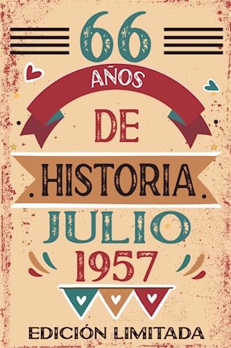 Comprar 66 Años De Historia Julio 1957: Libro visitas cuaderno 110 páginas Navidad felicitaciones idea regalo regalo Para la esposa novia mujer La madre Ofertas 2024 | regaloscumple.com