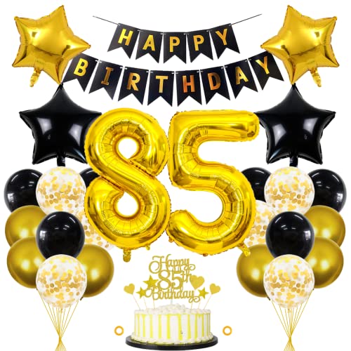 Consigue ahora Jxuzh Decoración cumpleaños para 85 años BlackFriday color negro y dorado decoración para 85 cumpleaños para hombres 85 años globos 85 años decoración cumpleaños para mujeres y hombres Ofertas 2024 | regaloscumple.com