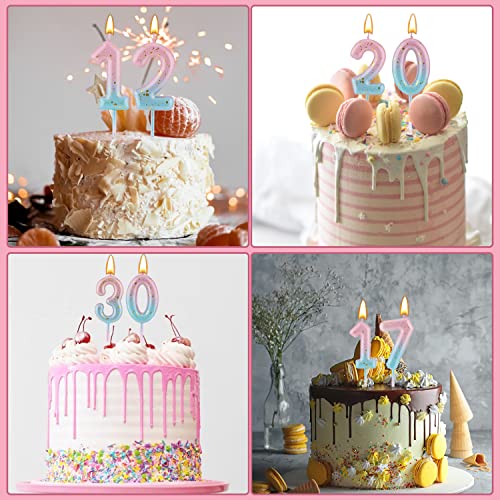 Comprar en Amazon Vela de Letras con Números Degradados, Velas Cumpleaños Degradado Rosa y Azul para Tartas Numéricas Decoración Bodas (2)