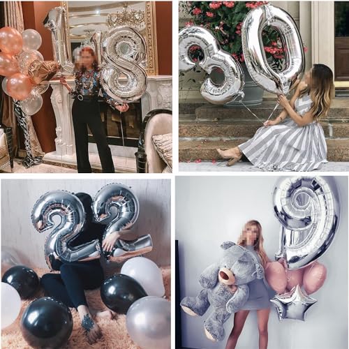 Top Precios Plata decoración cumpleaños 27 Años Hombre Mujer globos decoración, plata, deco