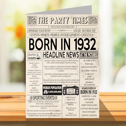 Oferta Flash Felicitación cumpleaños y periódico en tarjeta cumpleaños años abuelo abuela, retro, por