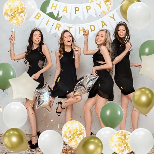 Top Precios Jxuzh 85 cumpleaños decoración verde salvia mujer hombre globo beige blanco oro