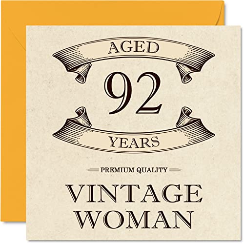 Consigue ahora Tarjetas cumpleaños vintage 92 años para mujeres BlackFriday 92 años divertida tarjeta cumpleaños para mamá hermana esposa abuela abuela tía 145 mm x 145 mm tarjeta felicitación 92 Top Precio 2024 | regaloscumple.com