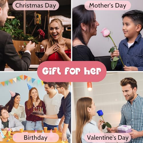 Dónde comprar en España Mujer, Rosa Natural Preservada con Tallo Regalo Cumpleaños Mujer, Flores Preservadas