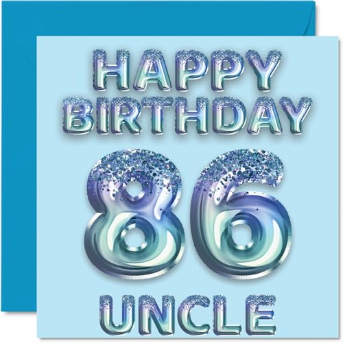 Comprar Tarjeta cumpleaños número 86 para tío globos fiesta Ideas para regalar con purpurina azul tarjetas feliz cumpleaños para tío 86 años sobrino sobrino tarjetas felicitación cumpleaños 145 mm x Top Precio 2024 | regaloscumple.com