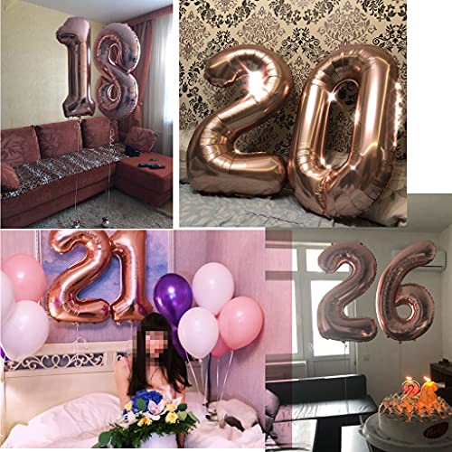 Ofertas de última hora Globos   100 cm con número 50 para cumpleaños y niñas  color oro rosa + 4 globos   aluminio con números 50  globos   helio   color oro rosa para 50 cumpleaños para niñas  decoración número 50