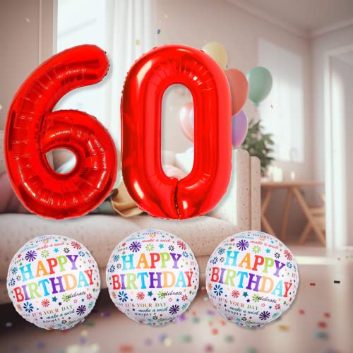 Top Precios Decoracion Cumpleaños - 60 Happy Globos Cumpleaños, Cumpleaños Años, Numero XXL, 60 Globos Fiesta Niño