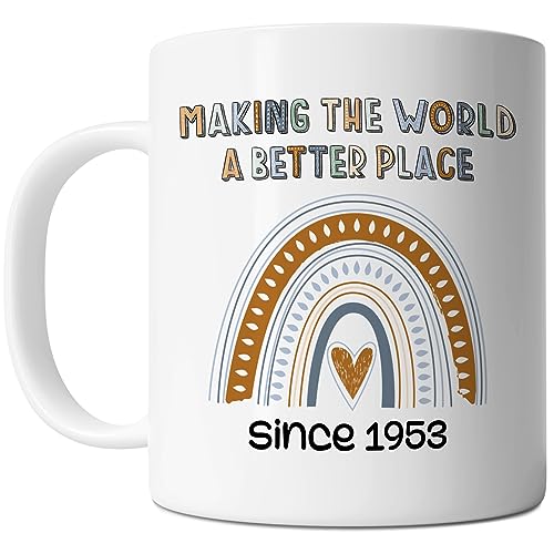 Comprar FLEXISAVVY Taza 70 cumpleaños – Making The World A Better Place Promoción Since 1953 – Divertida idea regalo 70 años edad para hombres y mujeres taza café cerámica blanca 325 ml Ofertas 2024 | regaloscumple.com