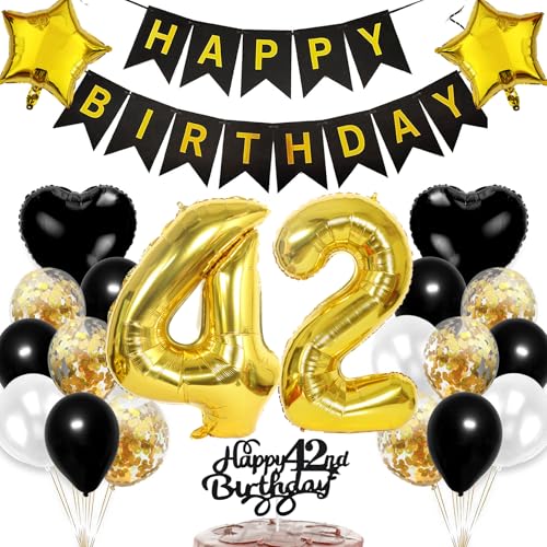 Comprar Ouceanwin Globo 42 años Cumpleaños Mujer Hombre Oro Negro Decoración Tarta Cumpleaños 42 años Happy Birthday Decoracion Promoción Globos Numeros 42 Decoración Fiesta Cumpleaños 42 años Adulto Rebajas 2024 | regaloscumple.com