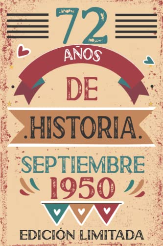 Comprar 72 Años De Historia septiembre 1950: Regalos Libro visitas cuaderno 110 páginas felicitaciones idea regalo regalo Para la esposa novia mujer La madre Top Precio 2024 | regaloscumple.com